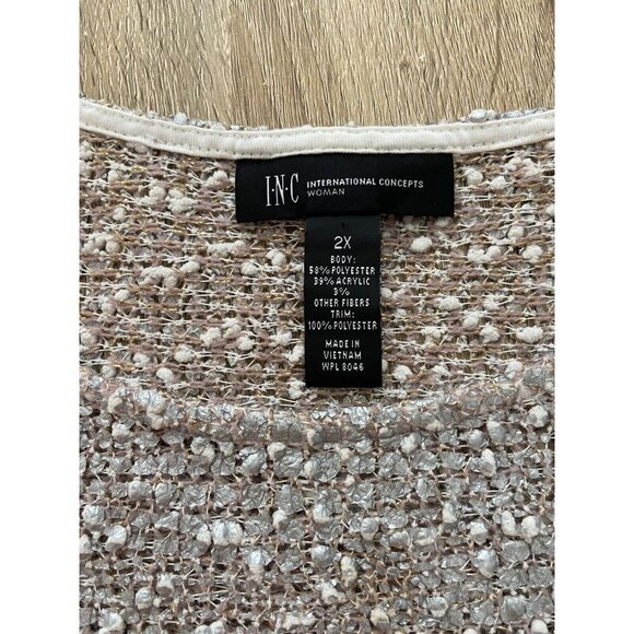 INC International Concepts Grey & Gold Knit Top with Chiffon Hem Color S… - Picture 4 of 10